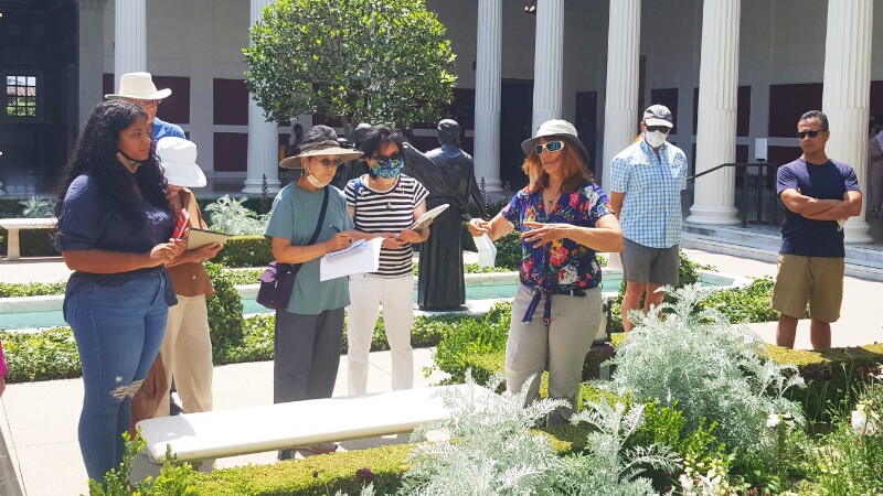 A group of people at the Getty center.