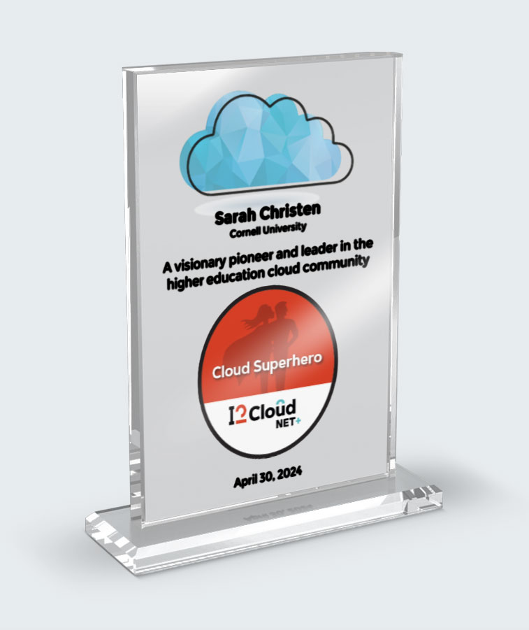 Sarah Christen cloud superhero award.