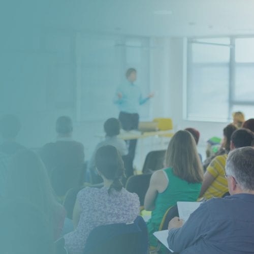 photo illustration of people learning in a classroom